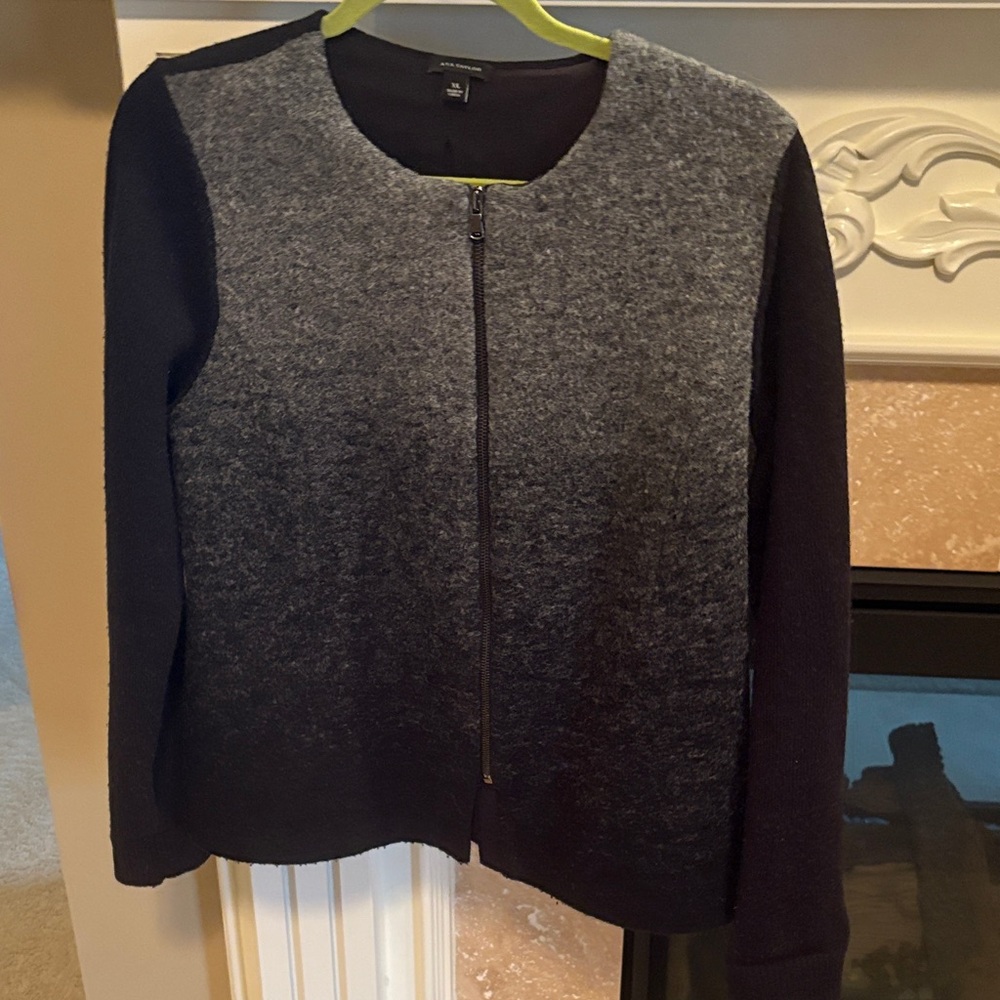Ann Taylor Black and Gray Sweater/Jacket
